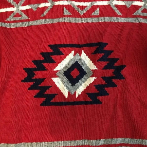 Cotton Traders red Aztec sweater - mens LGT - Picture 2 of 4